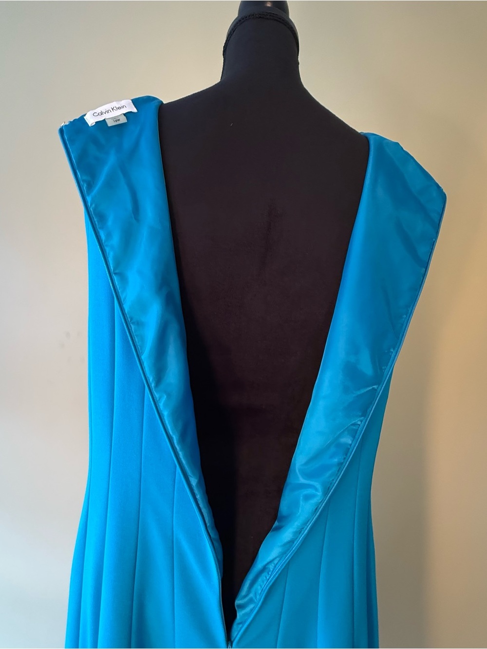 Calvin Klein Turquoise Blue Fit & Flare Dress Sleeveless Size 16W - Picture 5 of 9